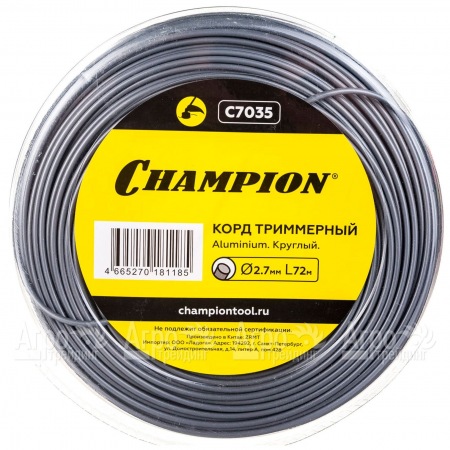 Корд триммерный Champion Aluminium 2.7мм, 72м (круглый)+нож  в Уфе